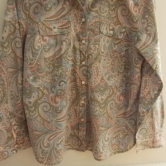 'TALBOTS PETITES' Roll tab Shirt Size LP Paisley EUC - Picture 9 of 9